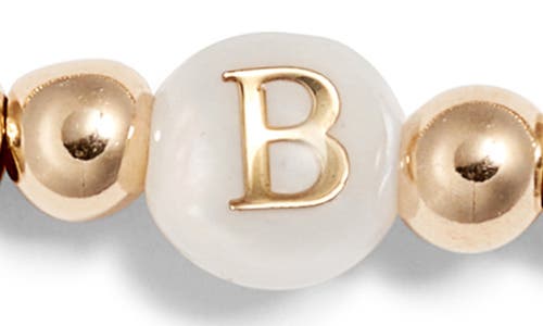 Nashelle Mother Of Pearl Initial Beaded Bracelet In Gold Fill B