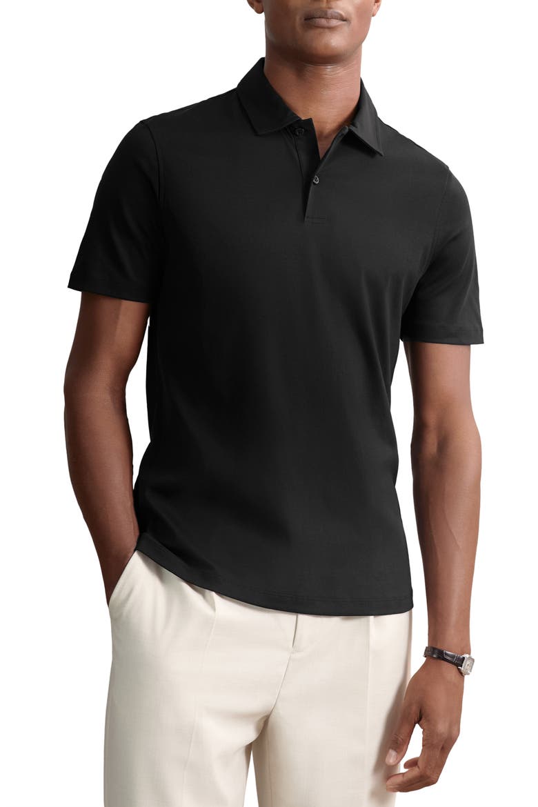 Earl Solid Cotton Polo, Main, color, BLACK
