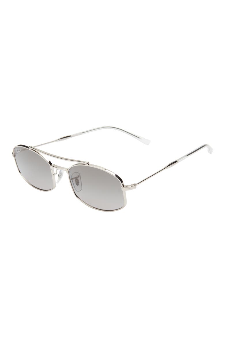 54mm Polarized Oval Sunglasses, Alternate, color, SILVER