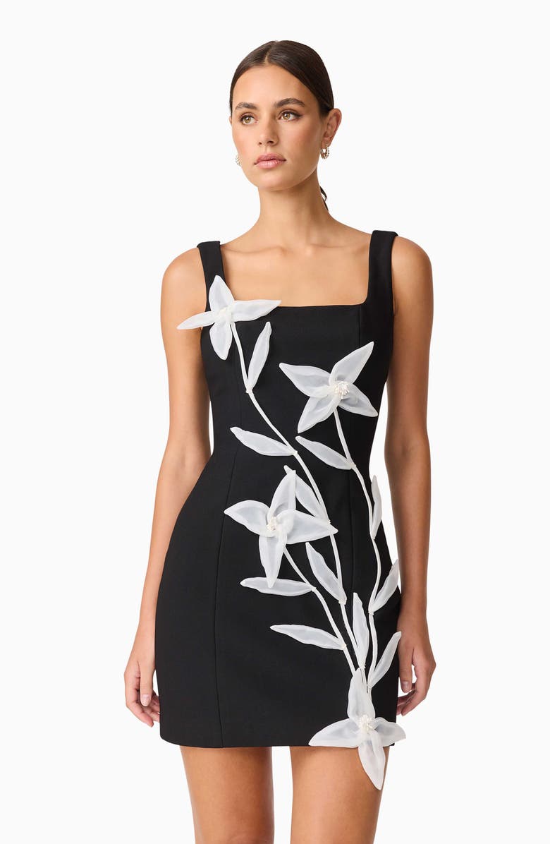 Elliatt Ilaria Floral Appliqué Minidress, Alternate, color, Black