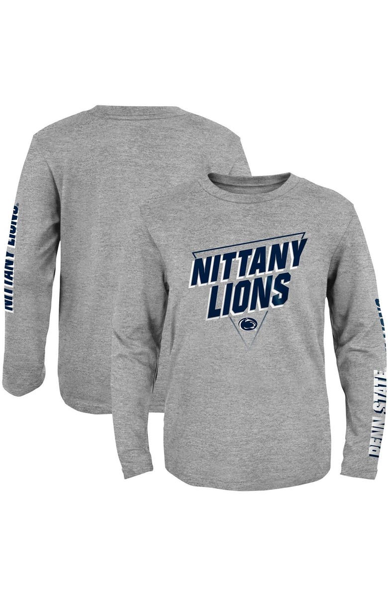 Outerstuff Youth Heather Gray Penn State Nittany Lions 2-Hit For My Team Long Sleeve T-Shirt, Main, color, 