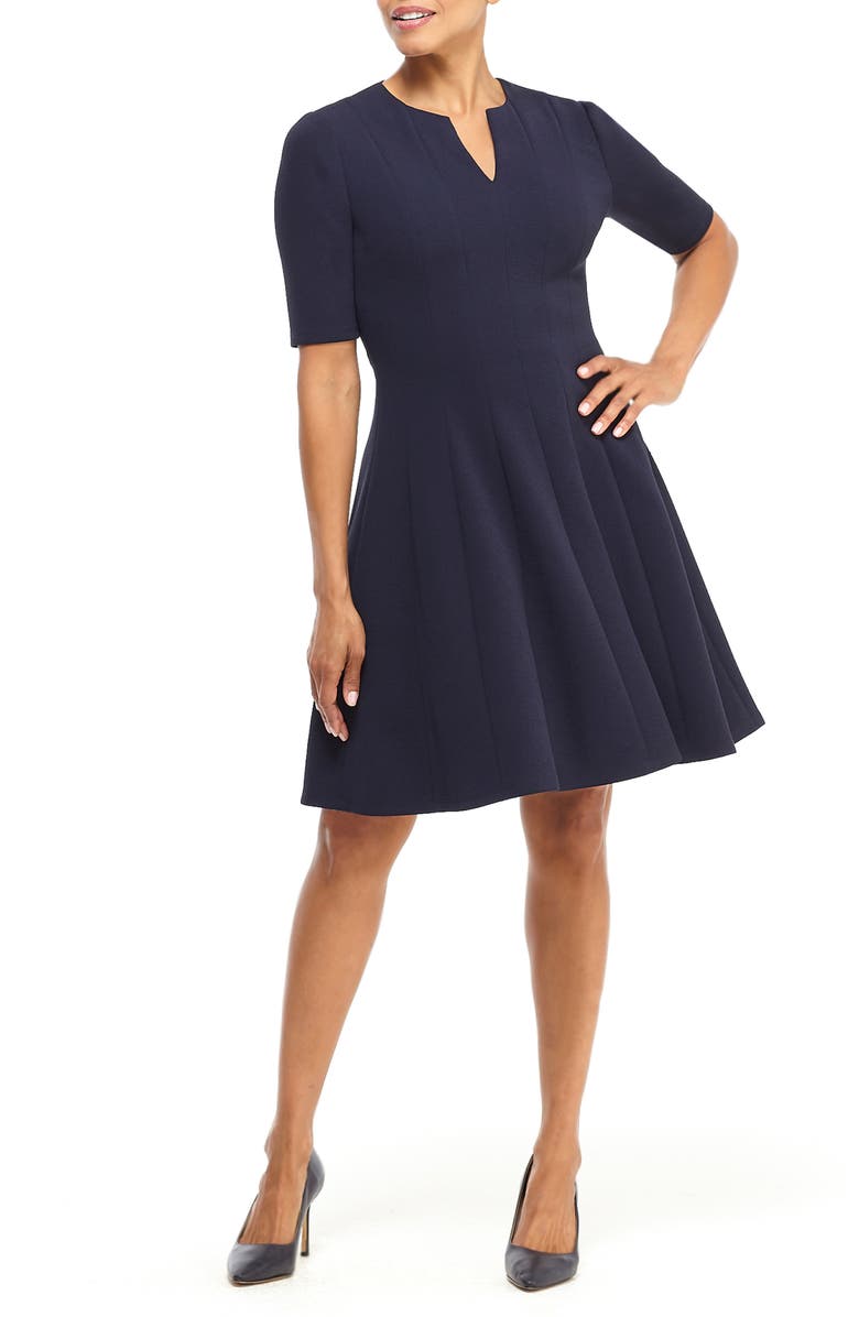 Maggy London Notch Neck Fit & Flare Dress, Alternate, color, 