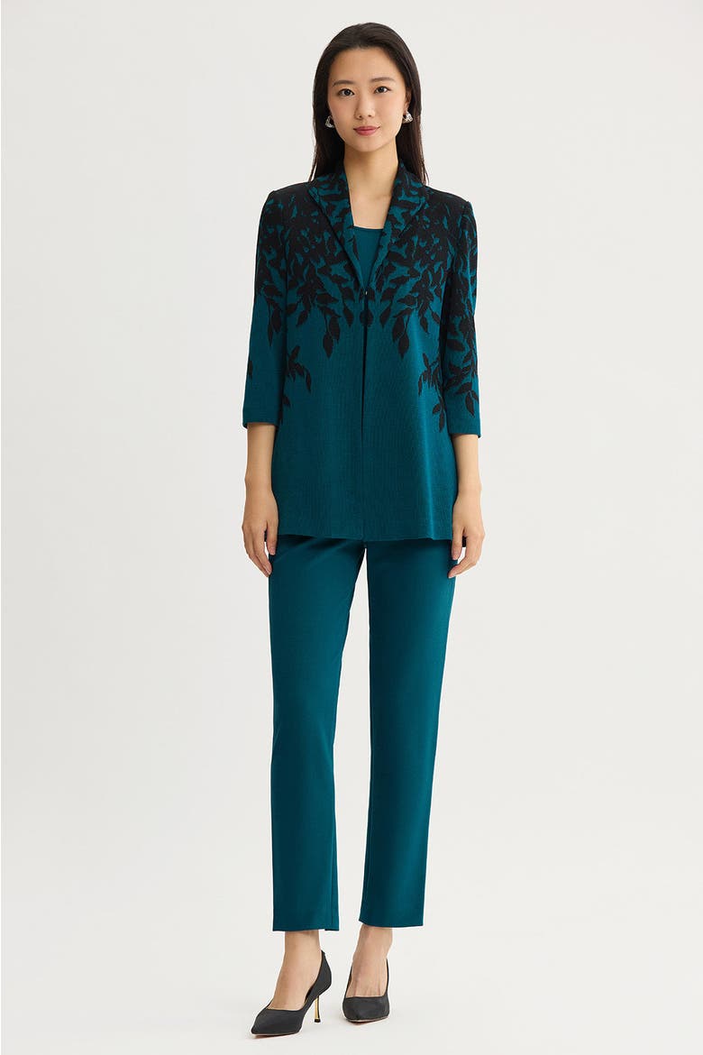 Floral Cascade Flat Knit Jacket, Alternate, color, Deep Teal