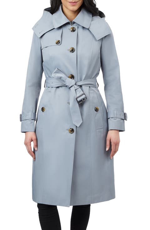 Water Resistant Belted Trench Coat with Removable Liner