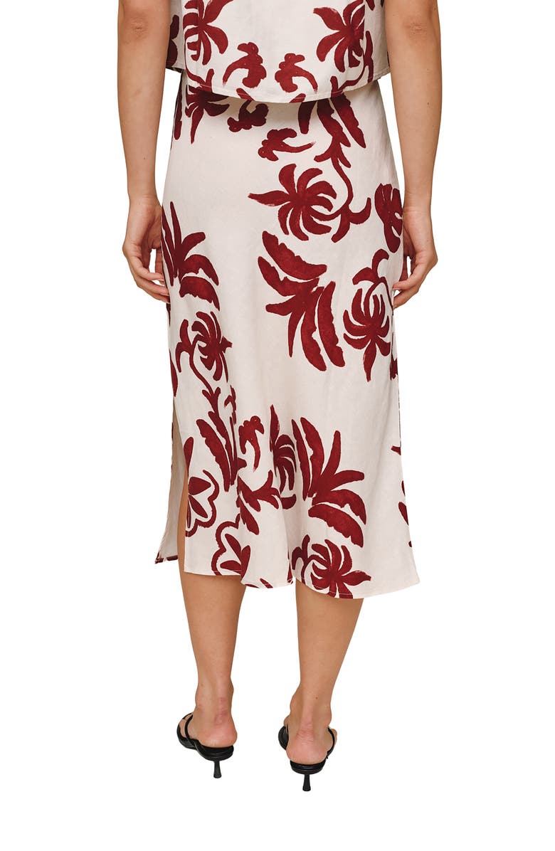 Bella Dahl Floral Linen Blend Midi Skirt, Alternate, color, Island Damask Print