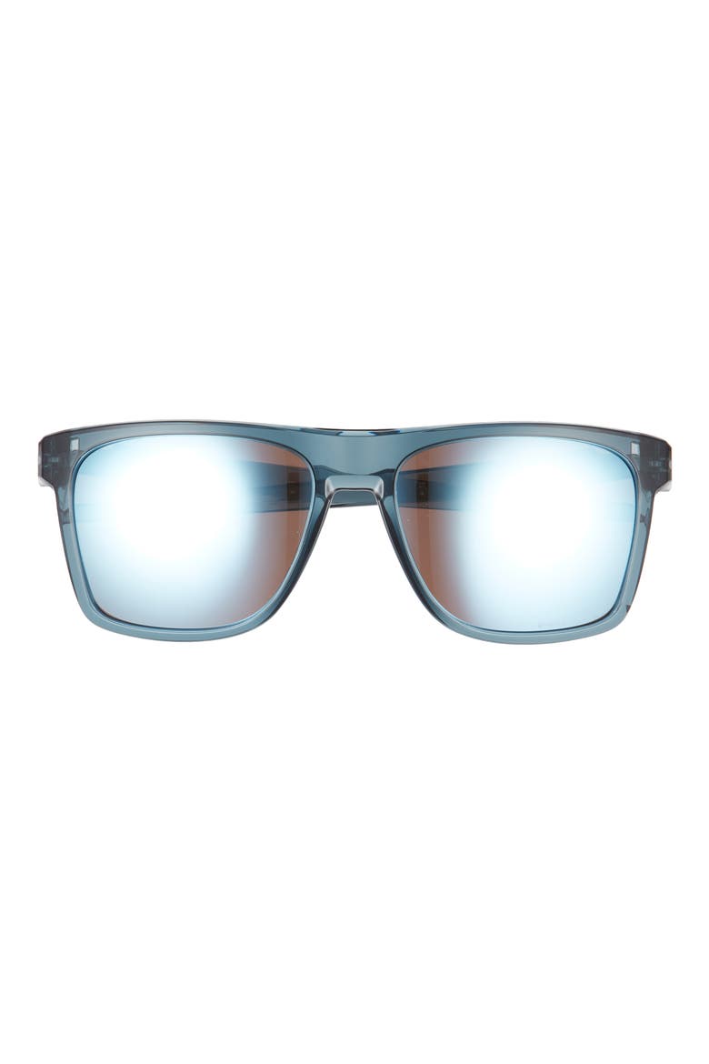57mm Polarized Rectangular Sunglasses, Main, color, CRYSTAL/ BLACK
