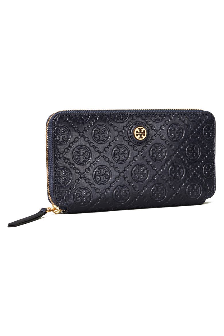 T Monogram Leather Continental Wallet, Alternate, color, MIDNIGHT
