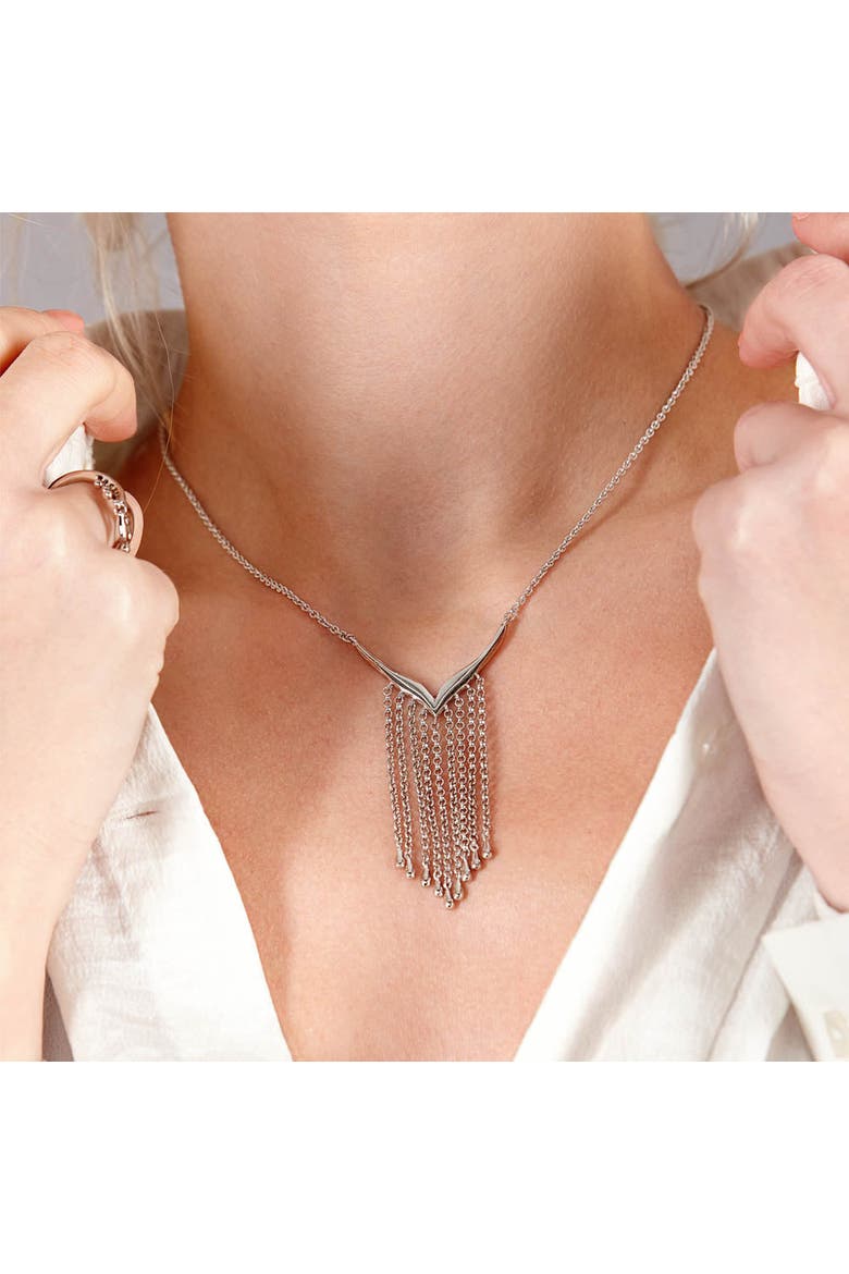 Waterfall V Necklace, Alternate, color, Sterling Silver