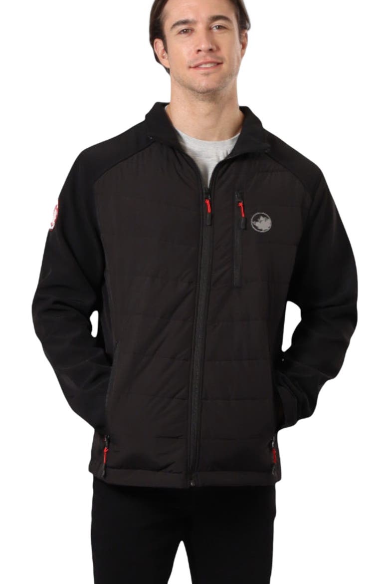 Men's Hybrid Softshell Puffer Jacket, Main, color, Black