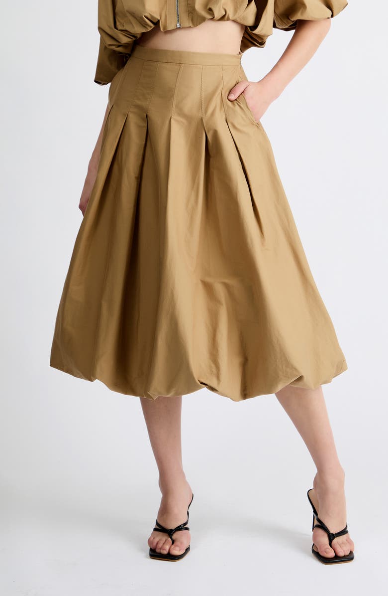 Extro & Vert Indie Bubble Hem Midi Skirt, Main, color, Toffee