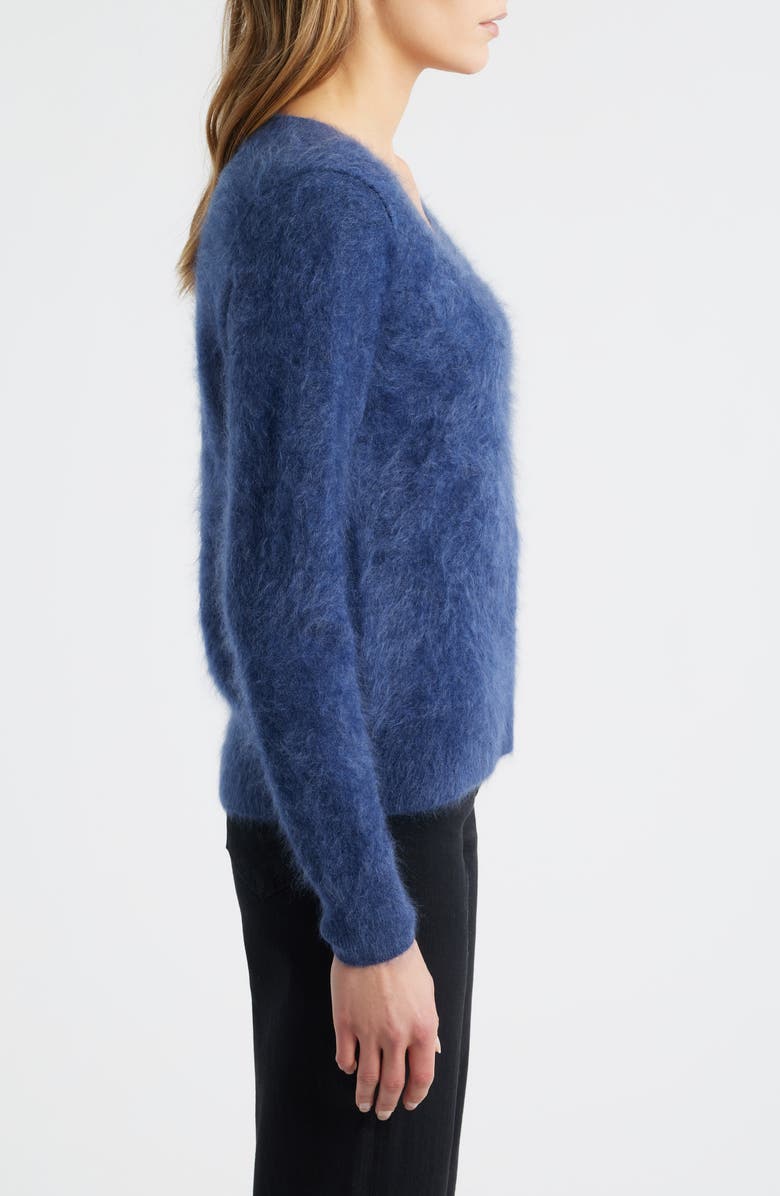 MARGARET O'LEARY Brushed Cashmere V-Neck Sweater, Alternate, color, Indigo
