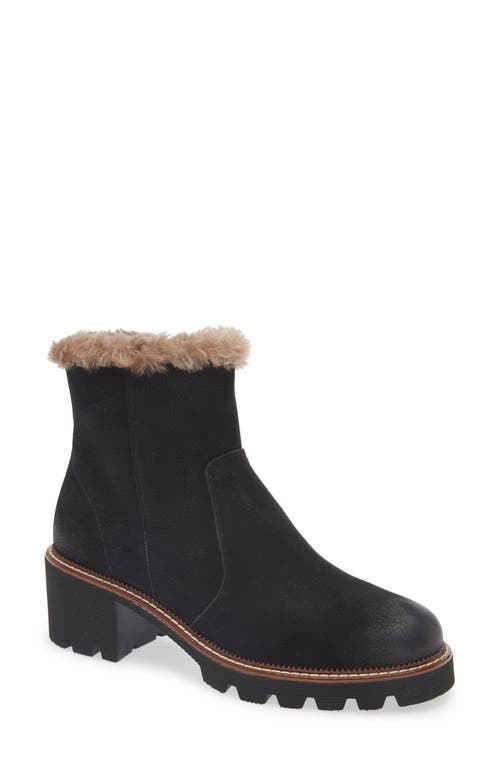 Paul Green Wren Faux Fur Lined Boot in Black Grained Nubuck 