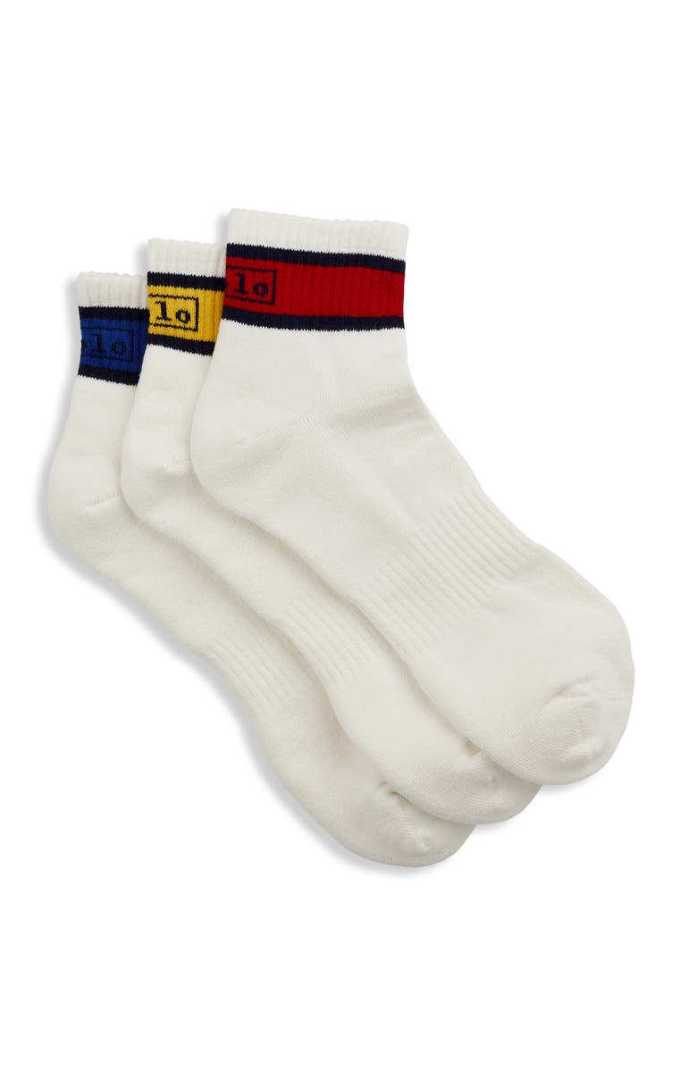 Polo Ralph Lauren 3-pk Striped 1/4-Top Socks, Main, color,
