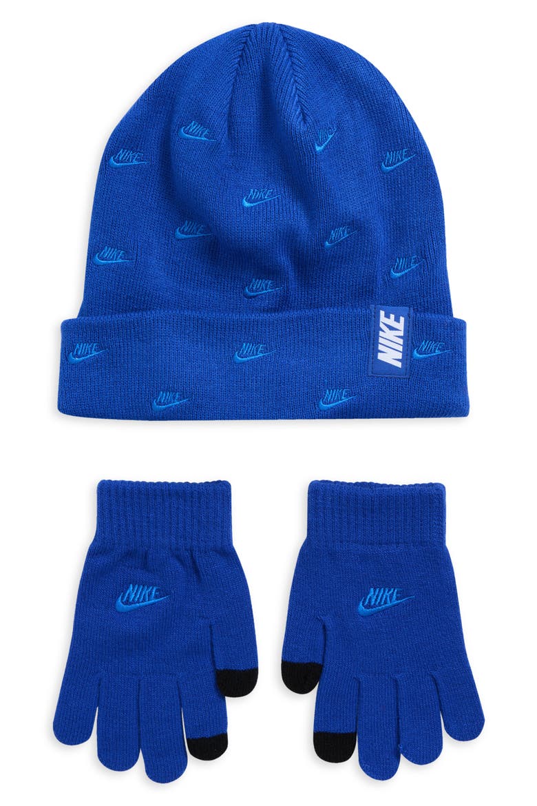 Kids' Futura Logo Beanie & Tech Gloves Set, Main, color, GAME ROYAL