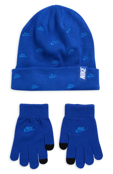 Kids' Futura Logo Beanie & Tech Gloves Set