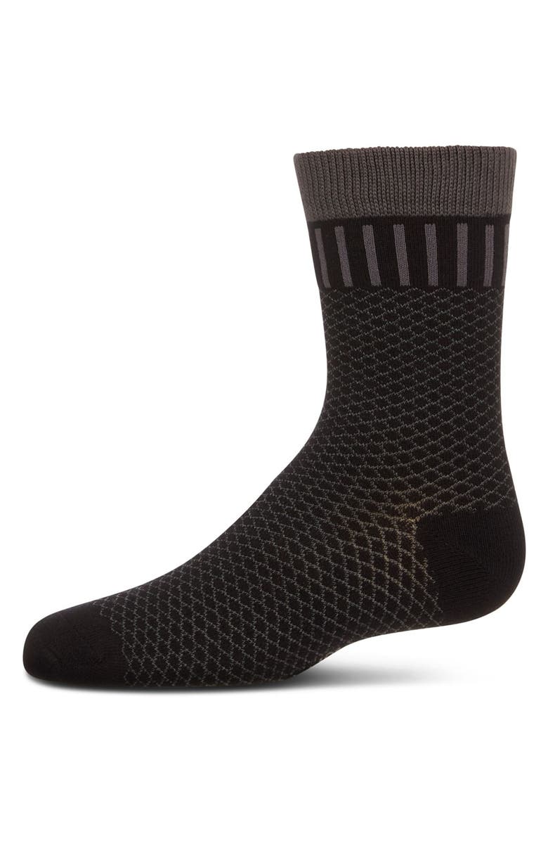 MeMoi Geometric-Pattern Crew Sock, Main, color, Black