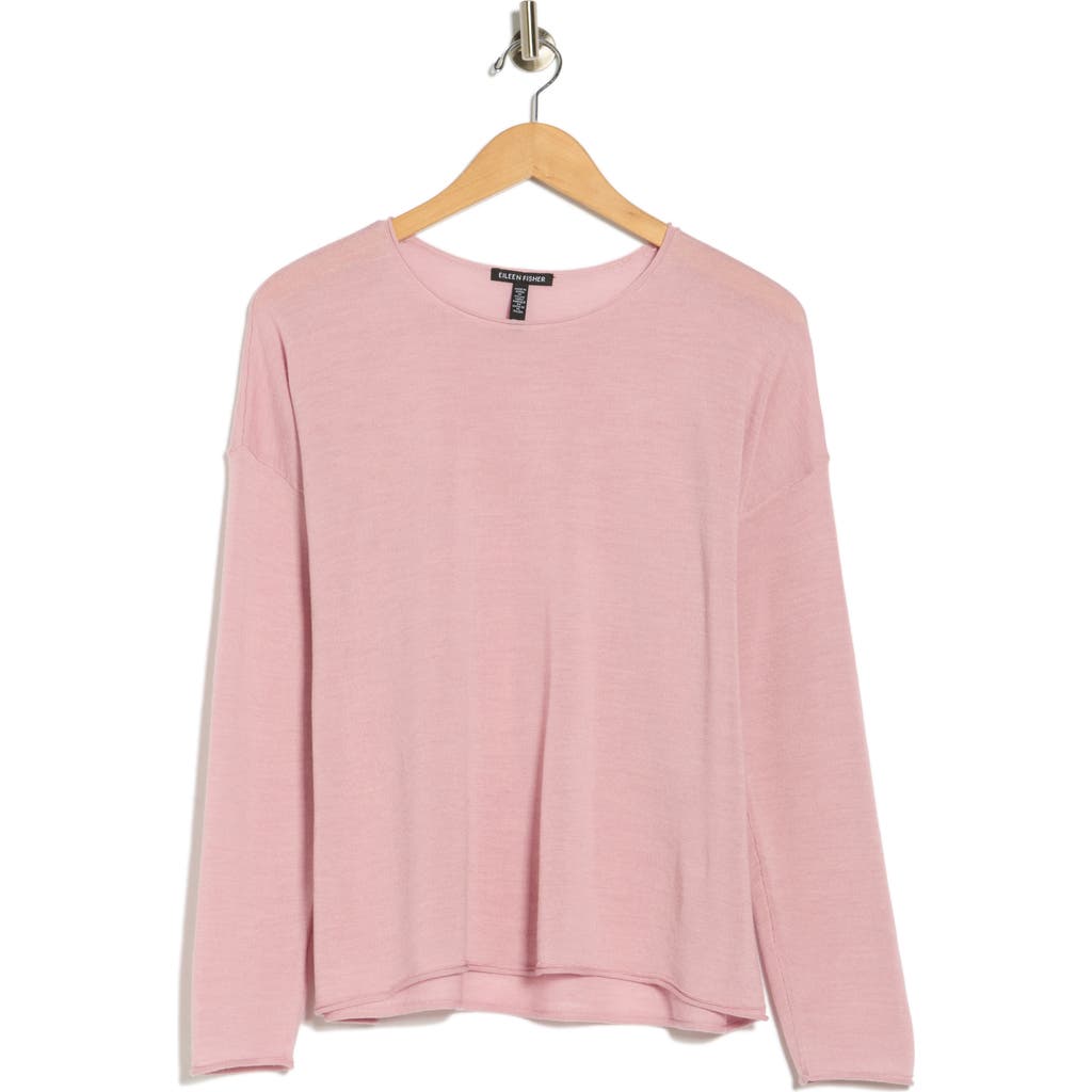Eileen Fisher Crewneck Wool Sweater In Pink