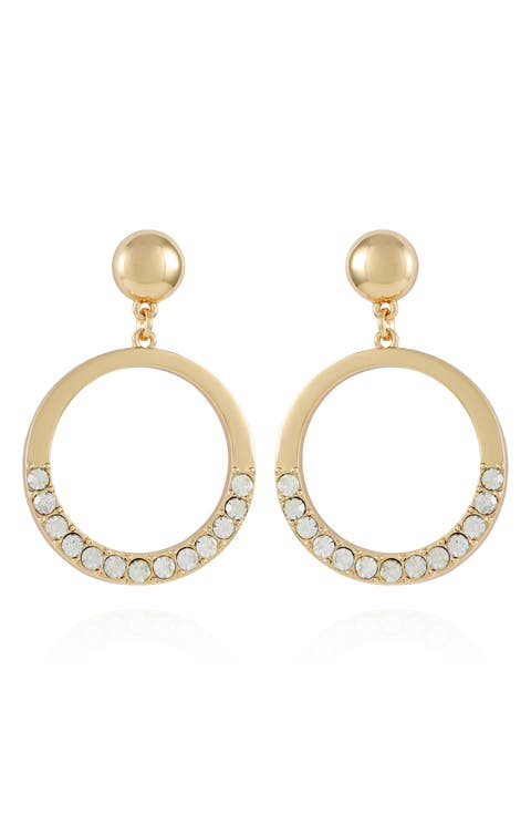 Pavé Crystal Circle Drop Earrings