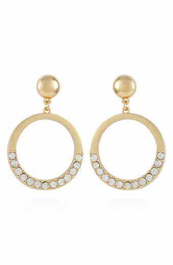 T Tahari Pavé Crystal Circle Drop Earrings