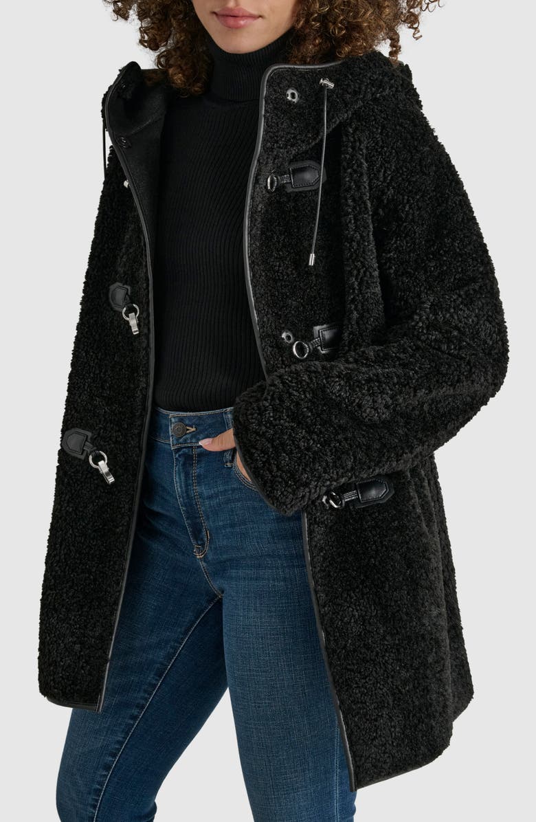 DKNY Faux Fur Toggle Hooded Jacket, Main, color, 