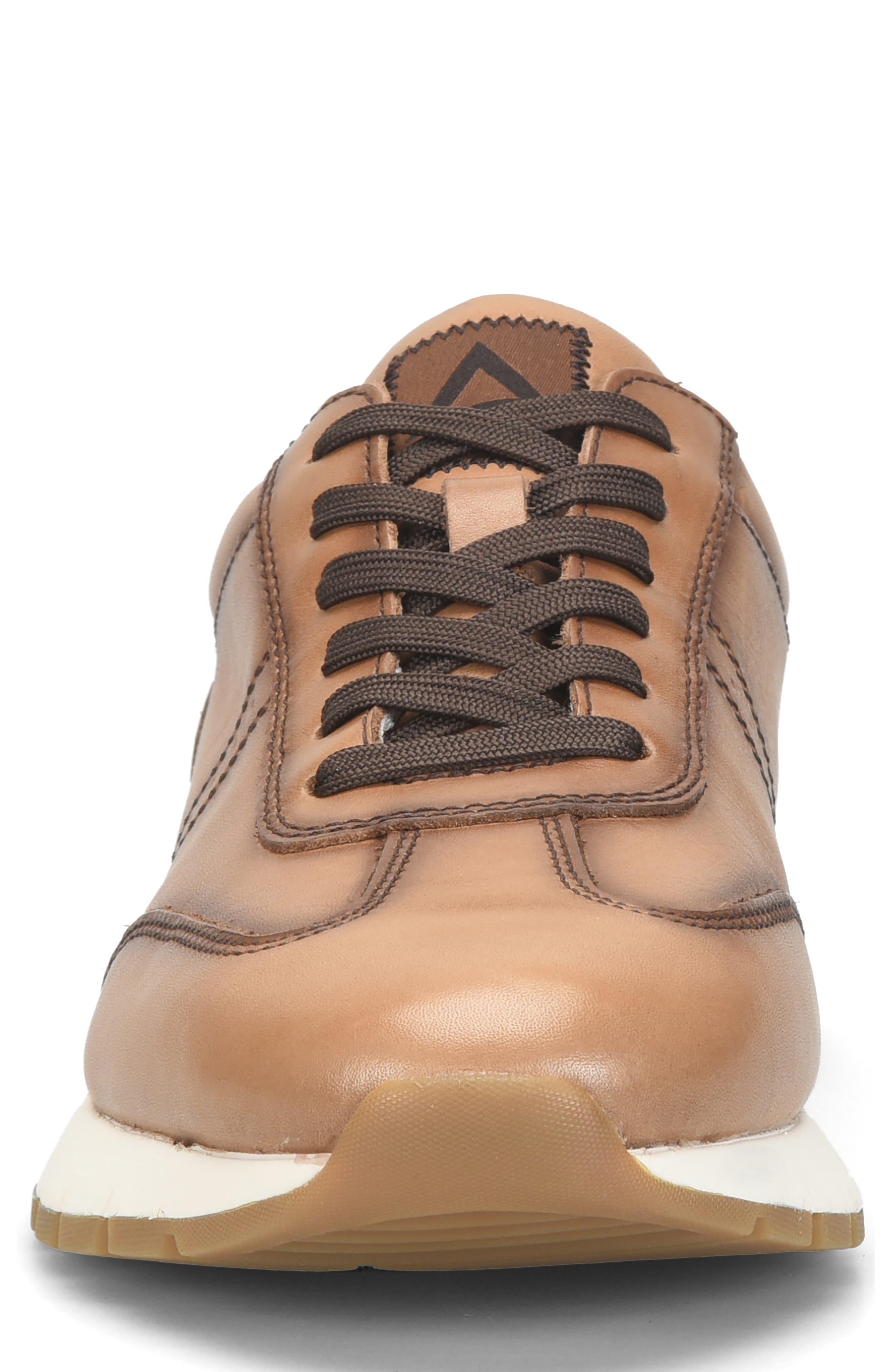 Hudson Faux Leather Sneaker, Alternate, color, BEIGE/CHOCOLATE