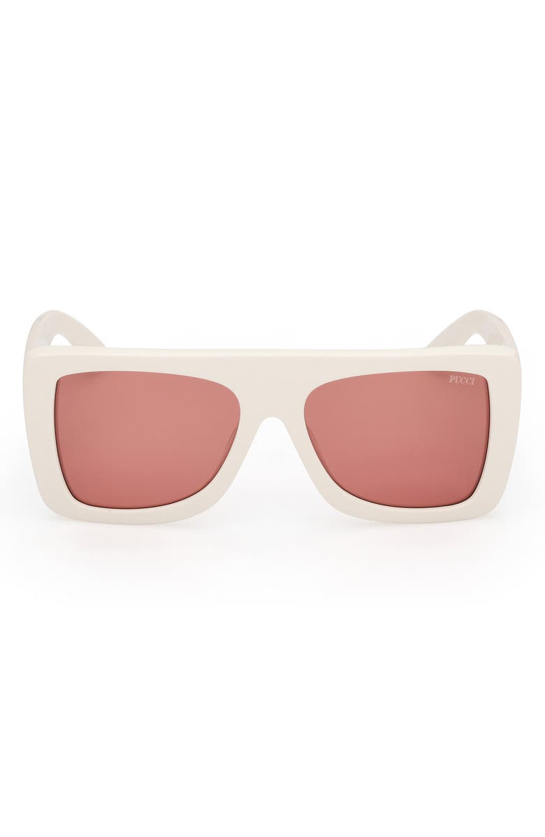 Emilio Pucci 56mm Square Sunglasses, Main, color, White / Bordeaux