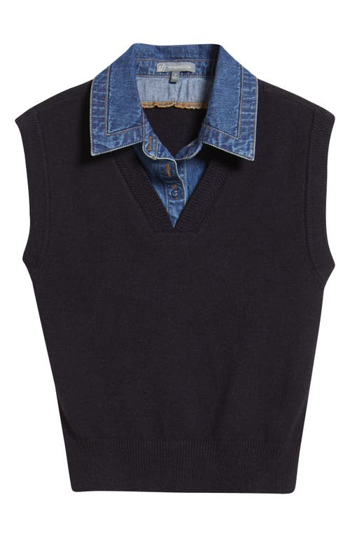 Wit & Wisdom Mixed Media Sweater Vest In Blue