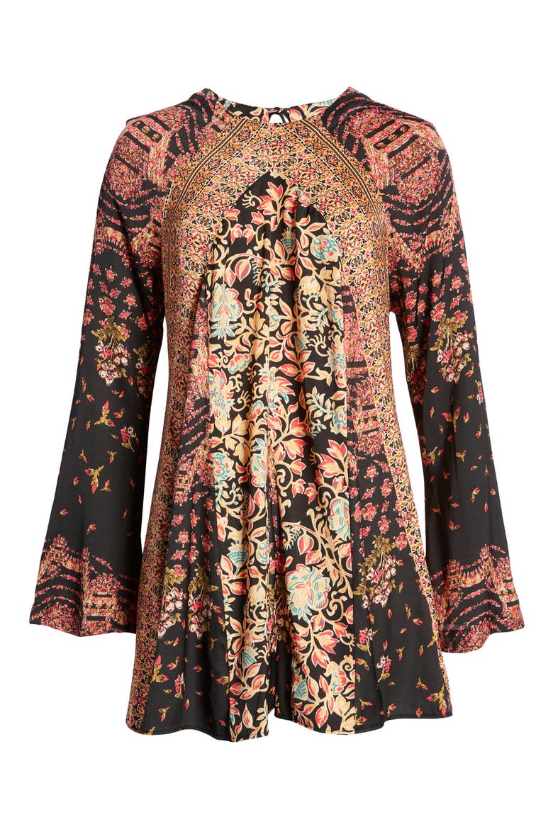 Stevie Printed Long Sleeve Tunic Dress, Alternate, color, BLACK COMBO