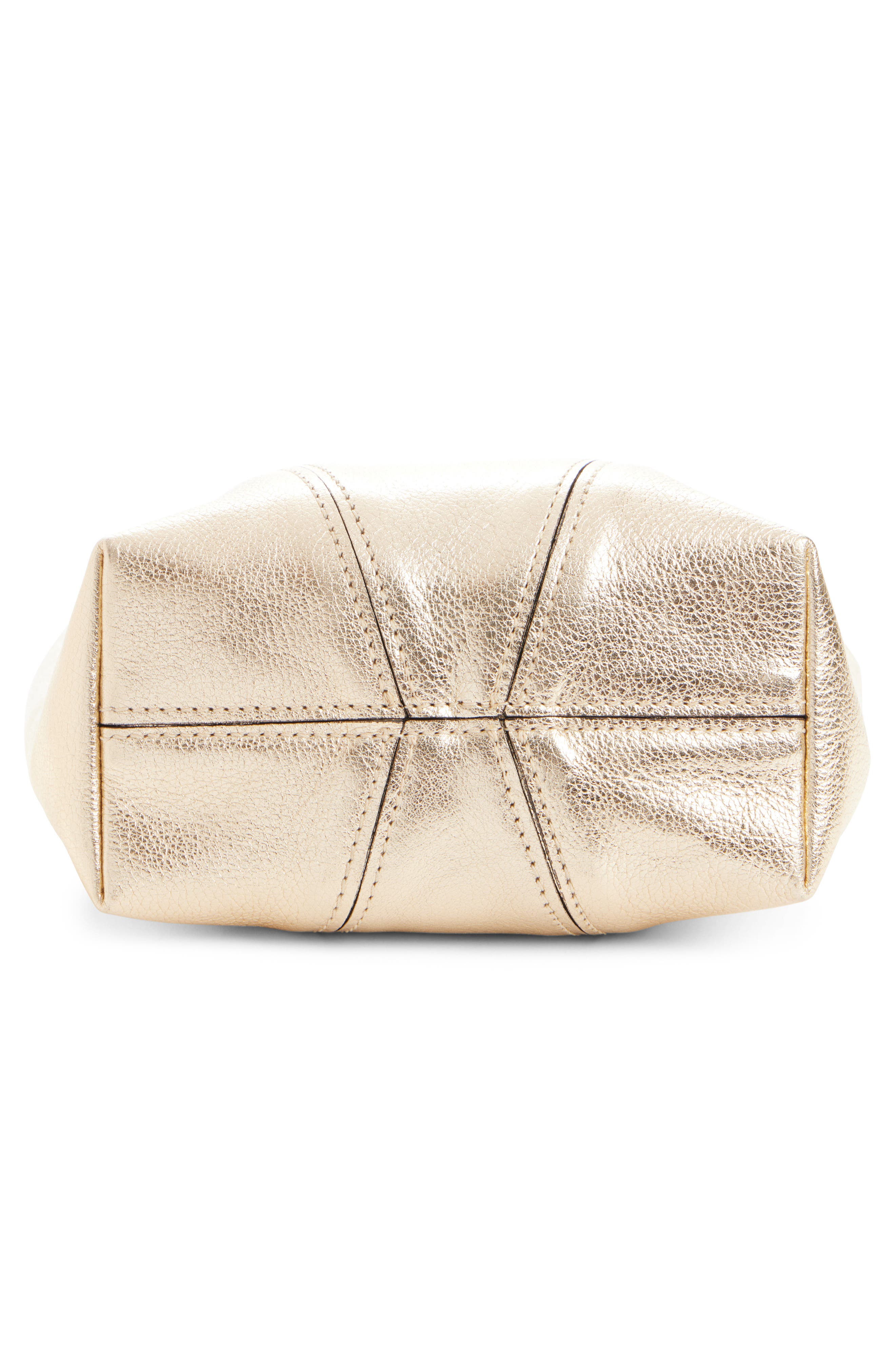 Chloé Small Spin Metallic Leather Tote, Alternate, color, Light Gold