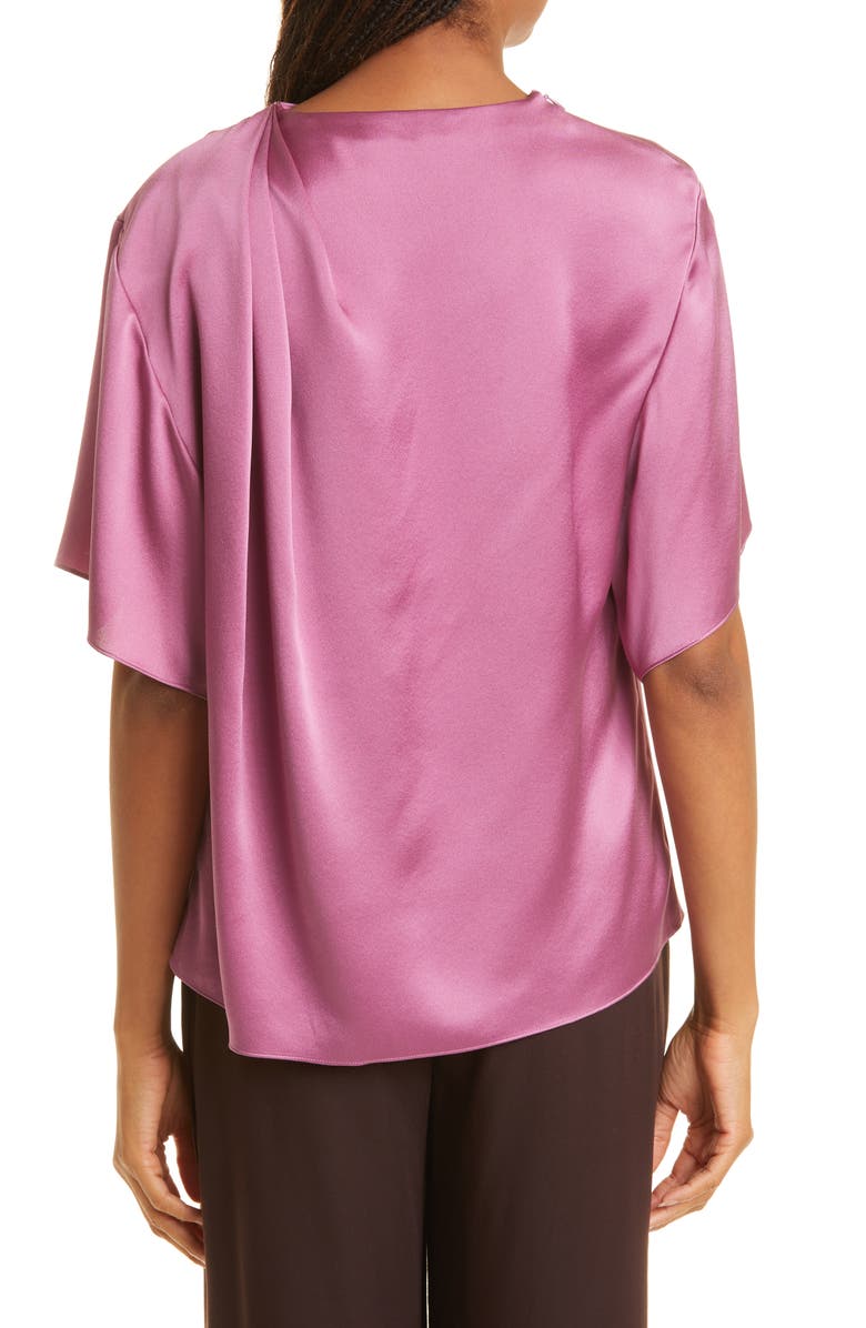 Vince Flutter Sleeve Drape Silk Top, Alternate, color, Camelia