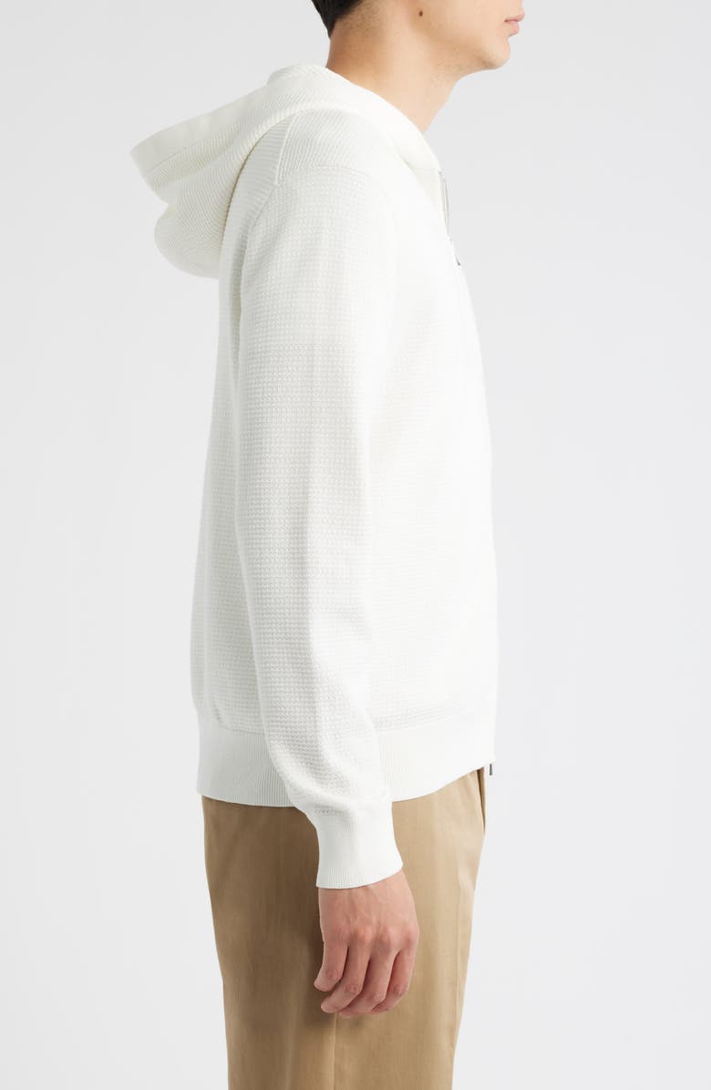 Theory Myhlo Perforated Waffle Cotton Zip Hoodie, Alternate, color, Ivory