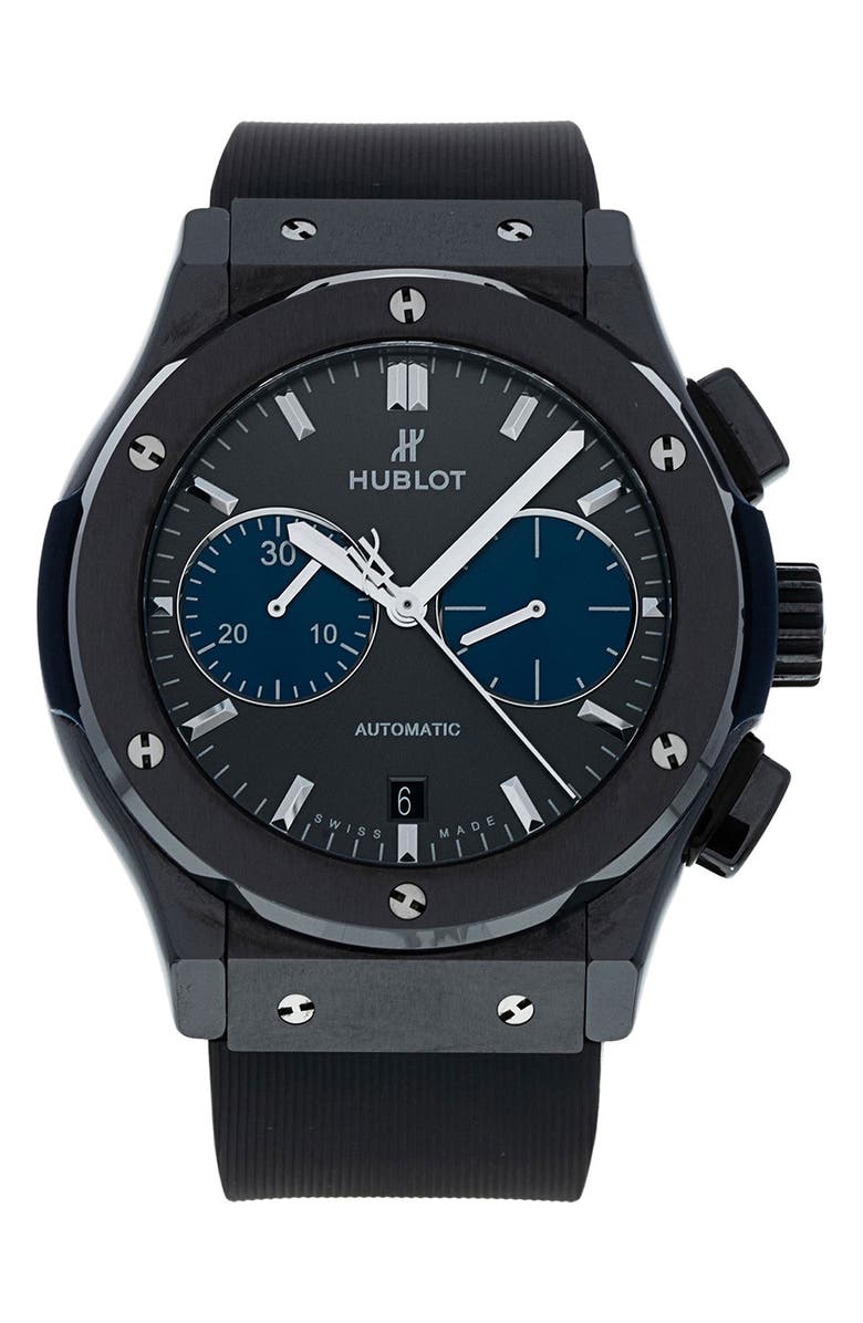 Watchfinder & Co. Hublot Preowned 2023 Classic Fusion Chronograph Rubber Strap Watch, 45mm, Main, color, 