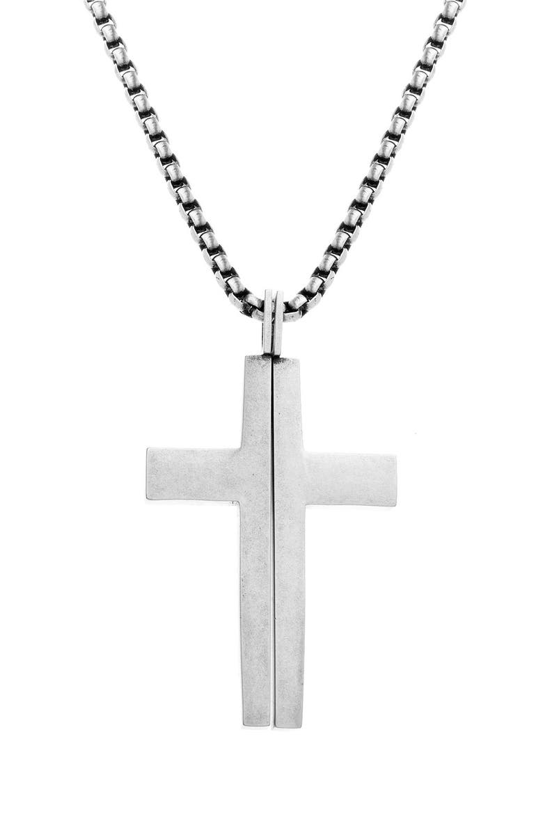 Cross Pendant Necklace, Main, color, SILVER