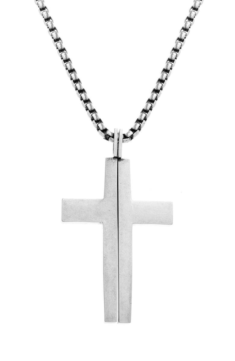 Steve Madden Cross Pendant Necklace, Main, color, 