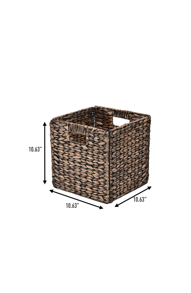HAPPIMESS Bryce Classic Farmhouse Handwoven Hyacinth Collapsible Storage Cube Baskets with Handles,, Alternate, color, Woody