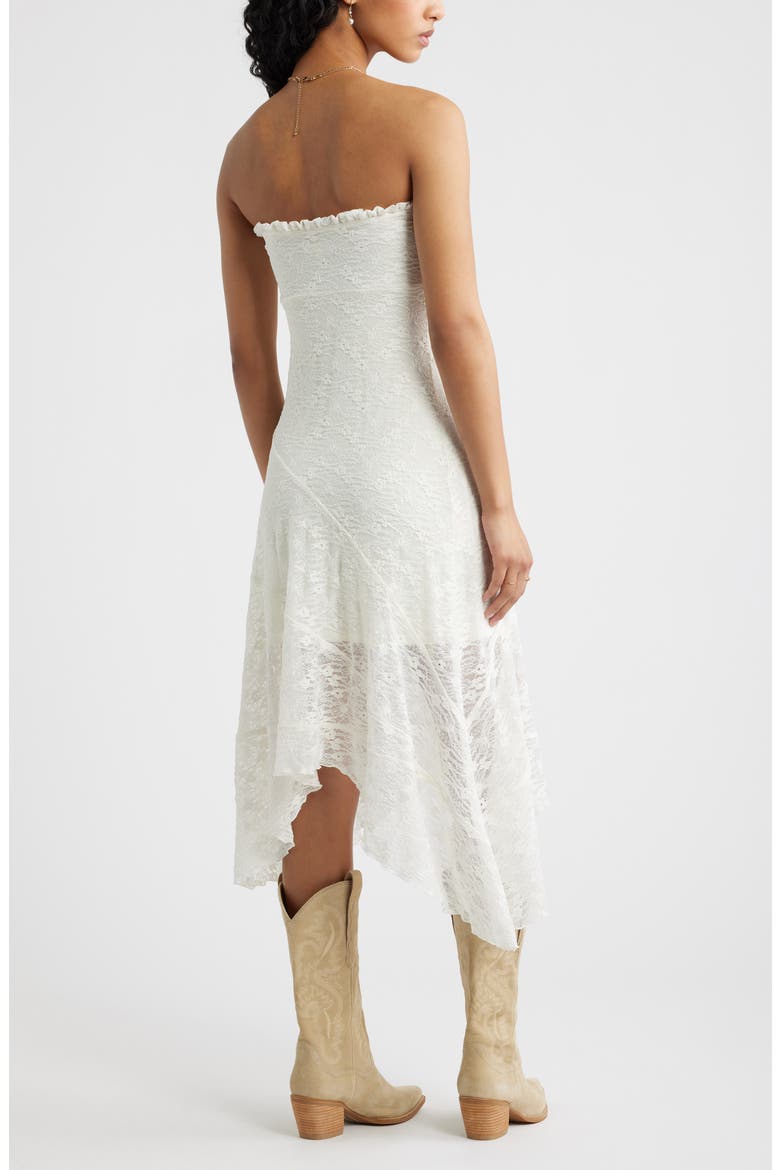 Strapless Lace Asymmetric Hem Dress, Alternate, color, IVORY