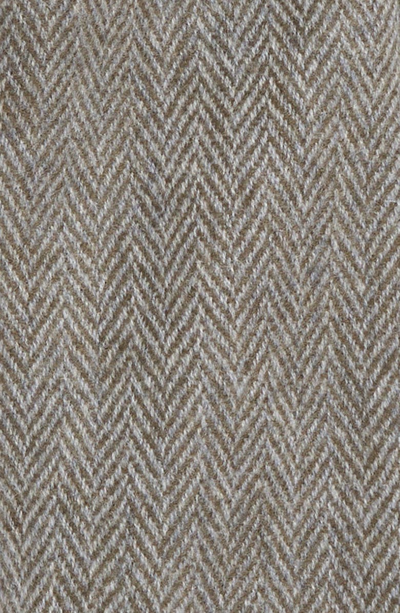 Vince Herringbone Cashmere Fringe Scarf, Alternate, color, Heather Olive