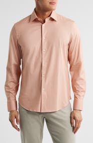 Bugatchi Jimmy OoohCotton® Herringbone Button-Up Shirt
