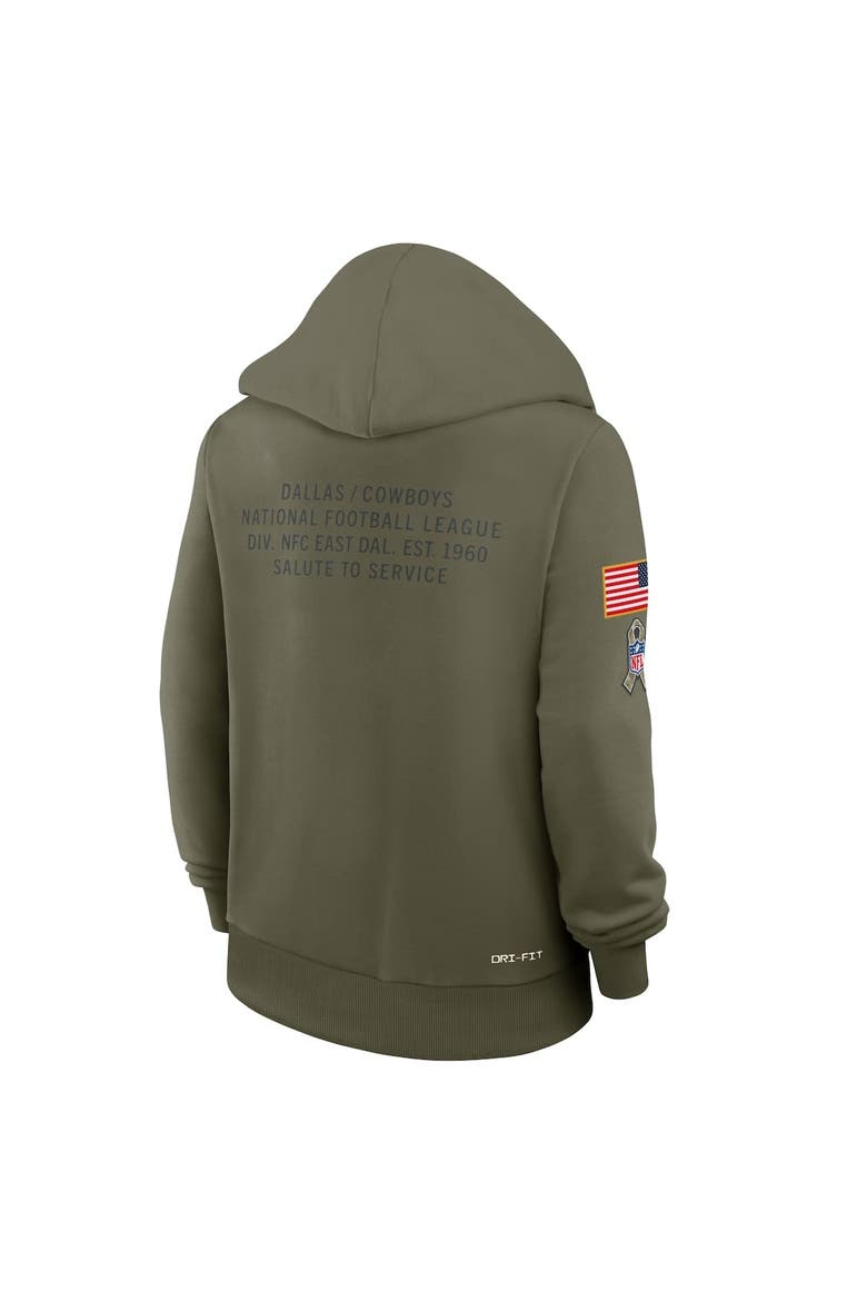 Women's Nike Olive Dallas Cowboys 2025 Salute to Service Sideline Standard Issue Dri-FIT Hoodie, Alternate, color, Olive