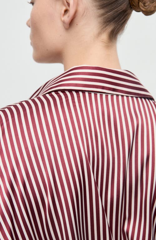 Mango Combined Stripe Button-up Shirt In Burgundy