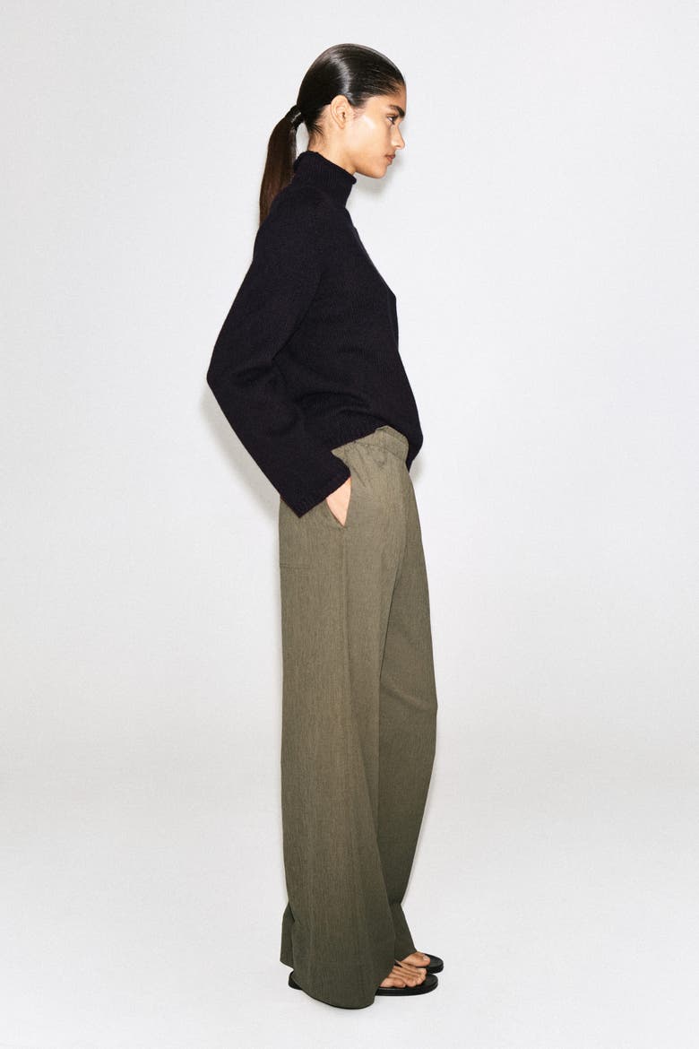Crinkled-jersey Wide-leg Pants, Alternate, color, LIGHT BROWN