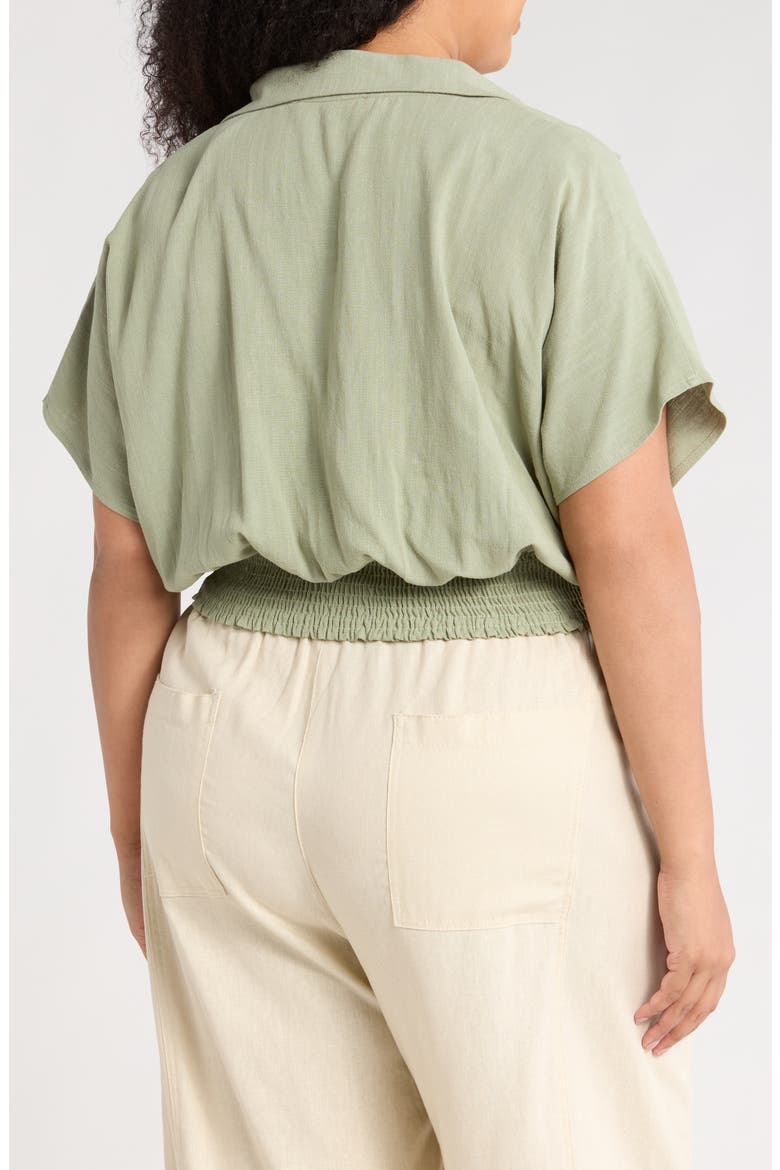 Collared Short Sleeve Crop Top, Alternate, color, OLIVE