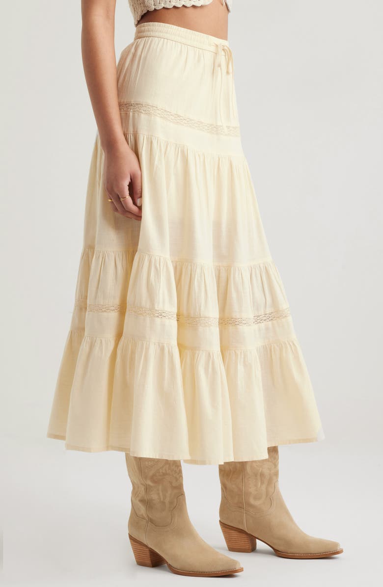 BP. Tiered Cotton Maxi Skirt, Alternate, color, Ivory Gleam