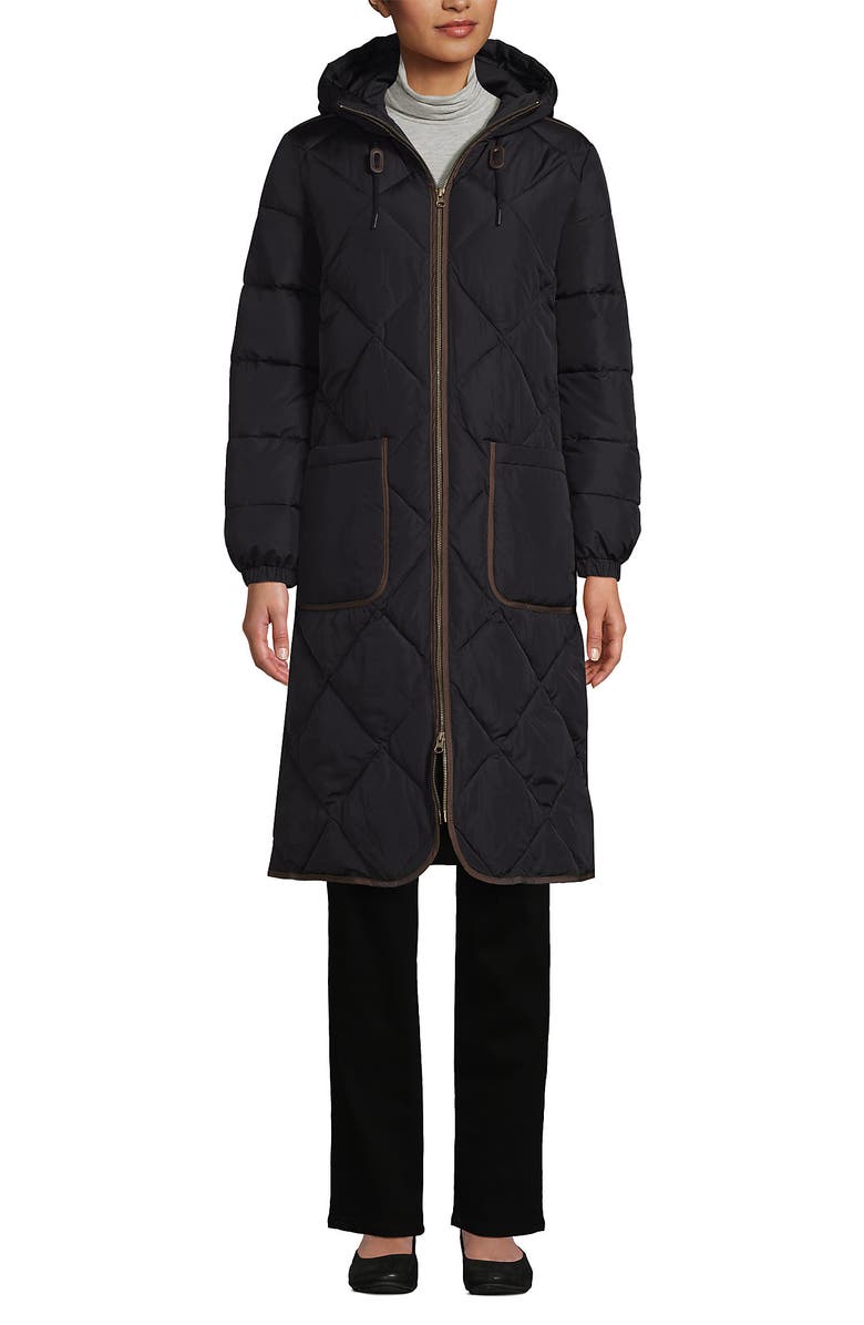 Lands' End FeatherFree Insulated Diamond Quilted Maxi Coat, Main, color, Black
