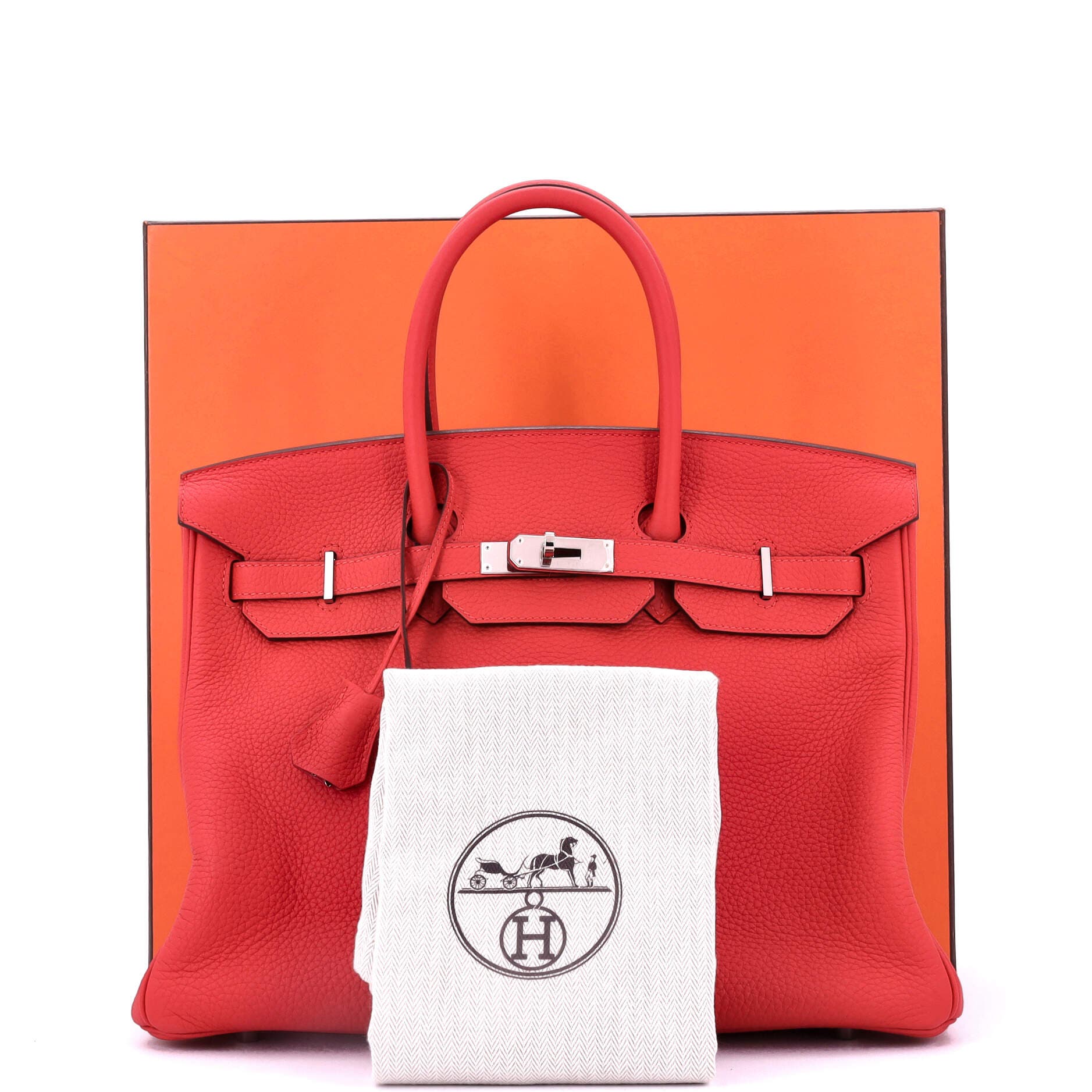 Pre-Owned Hermes Birkin Handbag Red Clemence with Palladium Hardware 35, Alternate, color, 