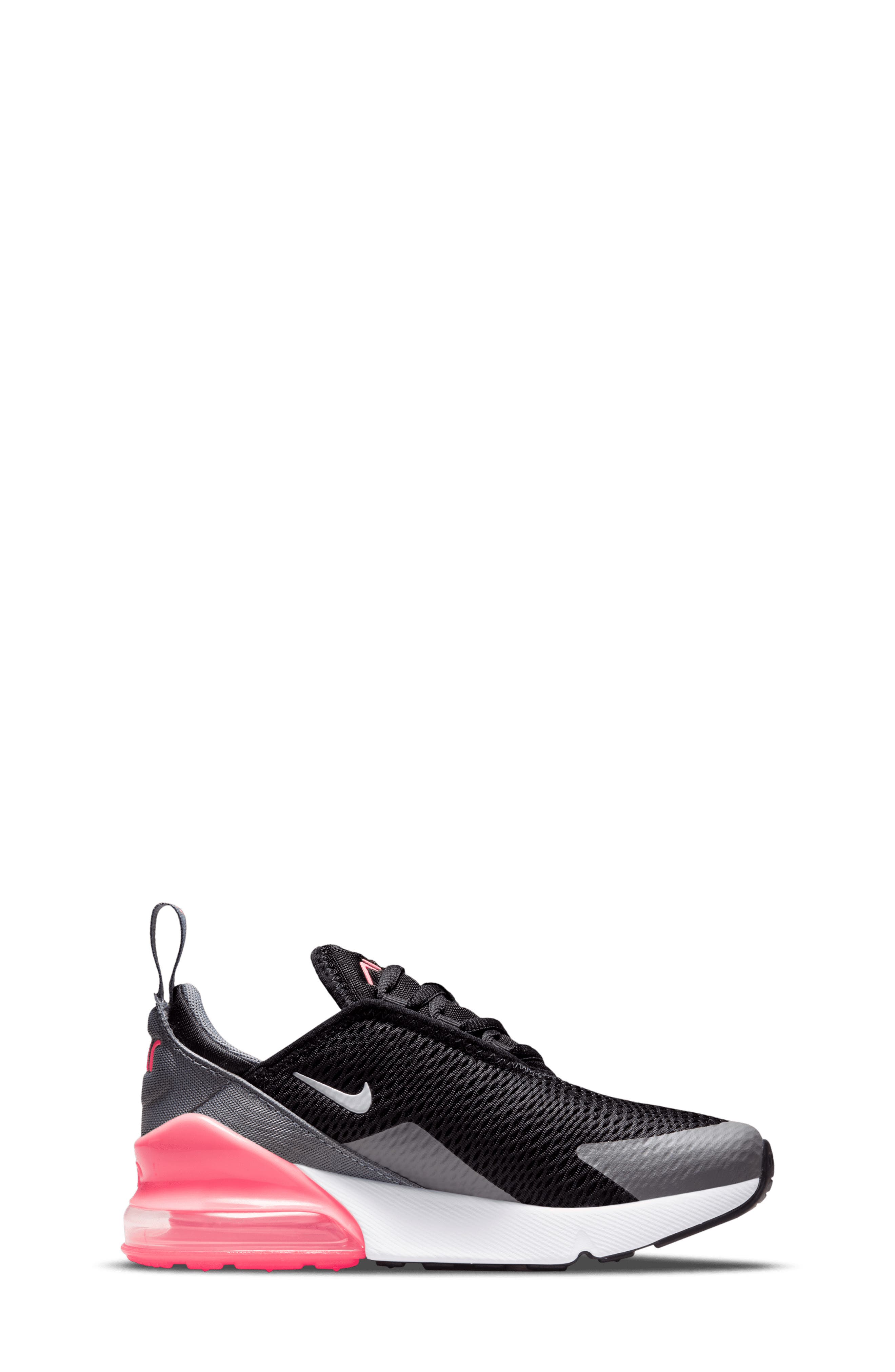 Kids' Air Max 270 Sneaker, Alternate, color, BLACK/ SILVER/ SMOKE GREY