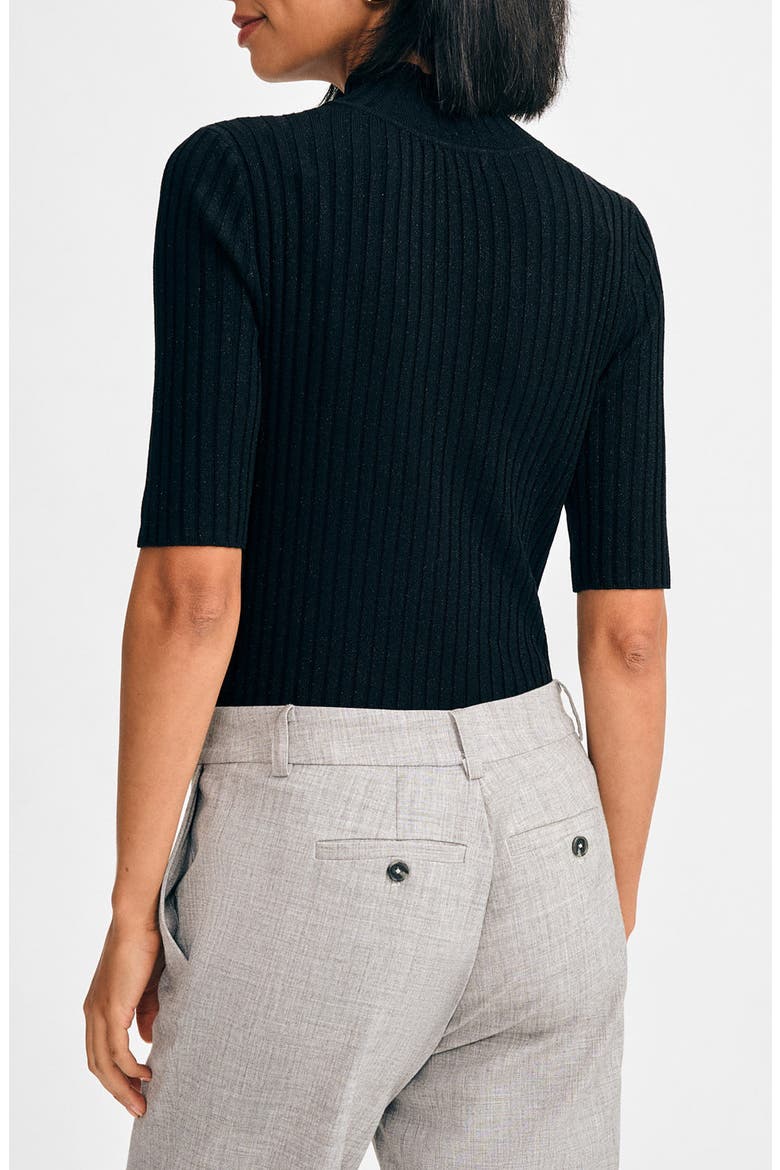 Mock Neck Poor Boy Sweater, Alternate, color, BLACK