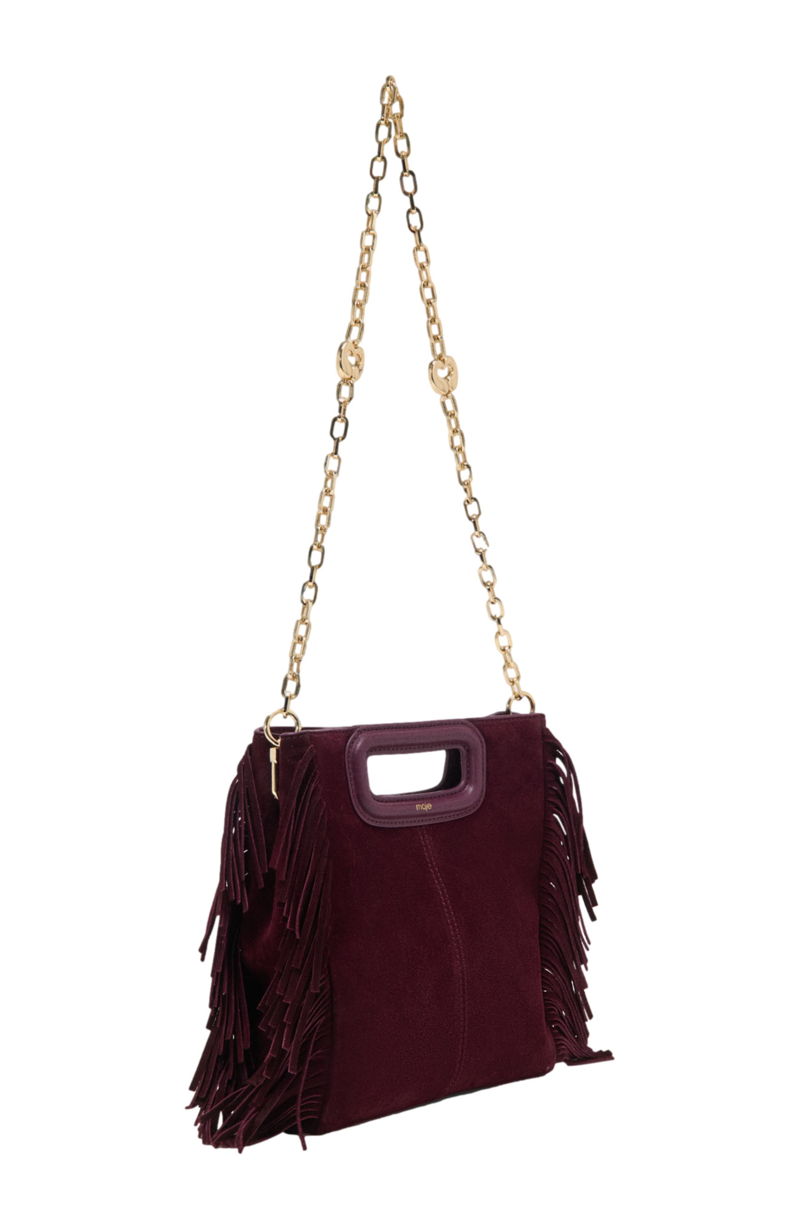 Suede M bag, Alternate, color, Eggplant