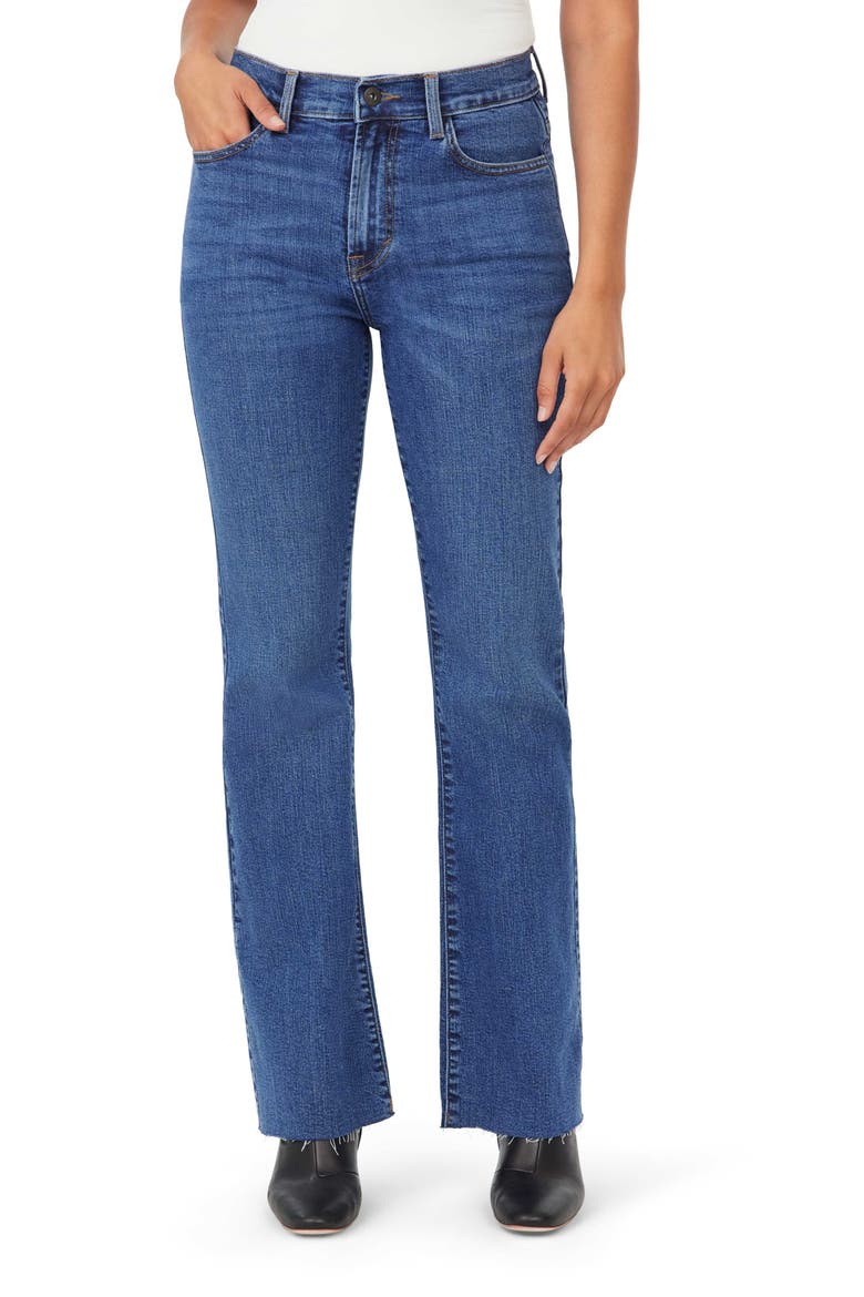 Savannah High Waist Raw Hem Flare Leg Jeans, Main, color, MELBOURNE