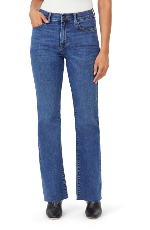 Savannah High Waist Raw Hem Flare Leg Jeans